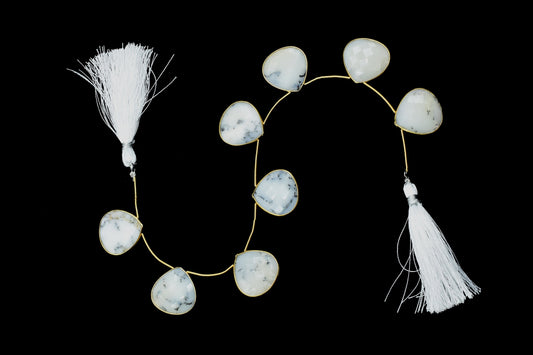 Dendrite Opal  20mm heart shape bezel strand,Gemstone Drilled bezel strandgemstone Charm,Faceted Gemstone JewelryMaking Component