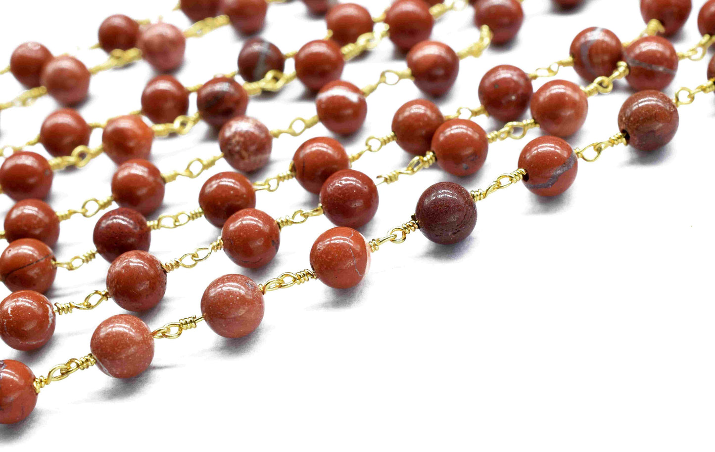 Red Jasper Smooth Gemstone 6mm Round Beads Rosary,Red Jasper Wire Wrapped Beads Chain,Red Jasper Beads Chains,Bulk Wholesale Beads Chains