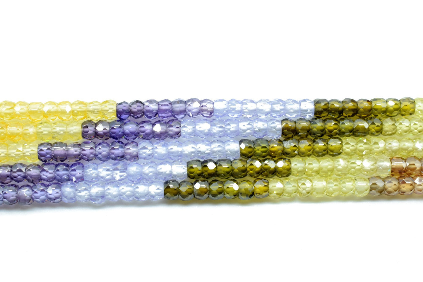 5 String Of Multi stone semi precious 3mm beads Necklace,Shaded Mix Zircon Stone Necklace,  Faceted Jewelry Beads, 5 Multi Strand Necklace