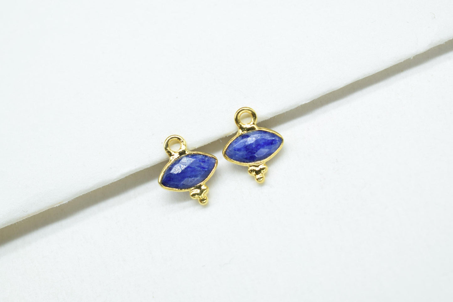 Gemstone Blue Sapphire Charms Pendant/Marquise Shape Pendant/Handmade Pendant/Tiny Pendant/Necklace Connector jewelry/Women Jewelry/Gift