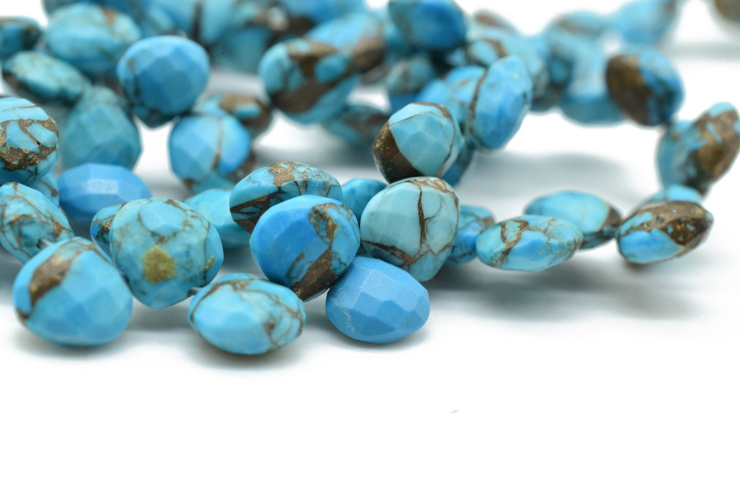 Copper Turquoise Heart shape 6mm Briolettes,Jewelry making supplies,craft supplies,Turquoise faceted briolettes beads strands,Turquoise bead