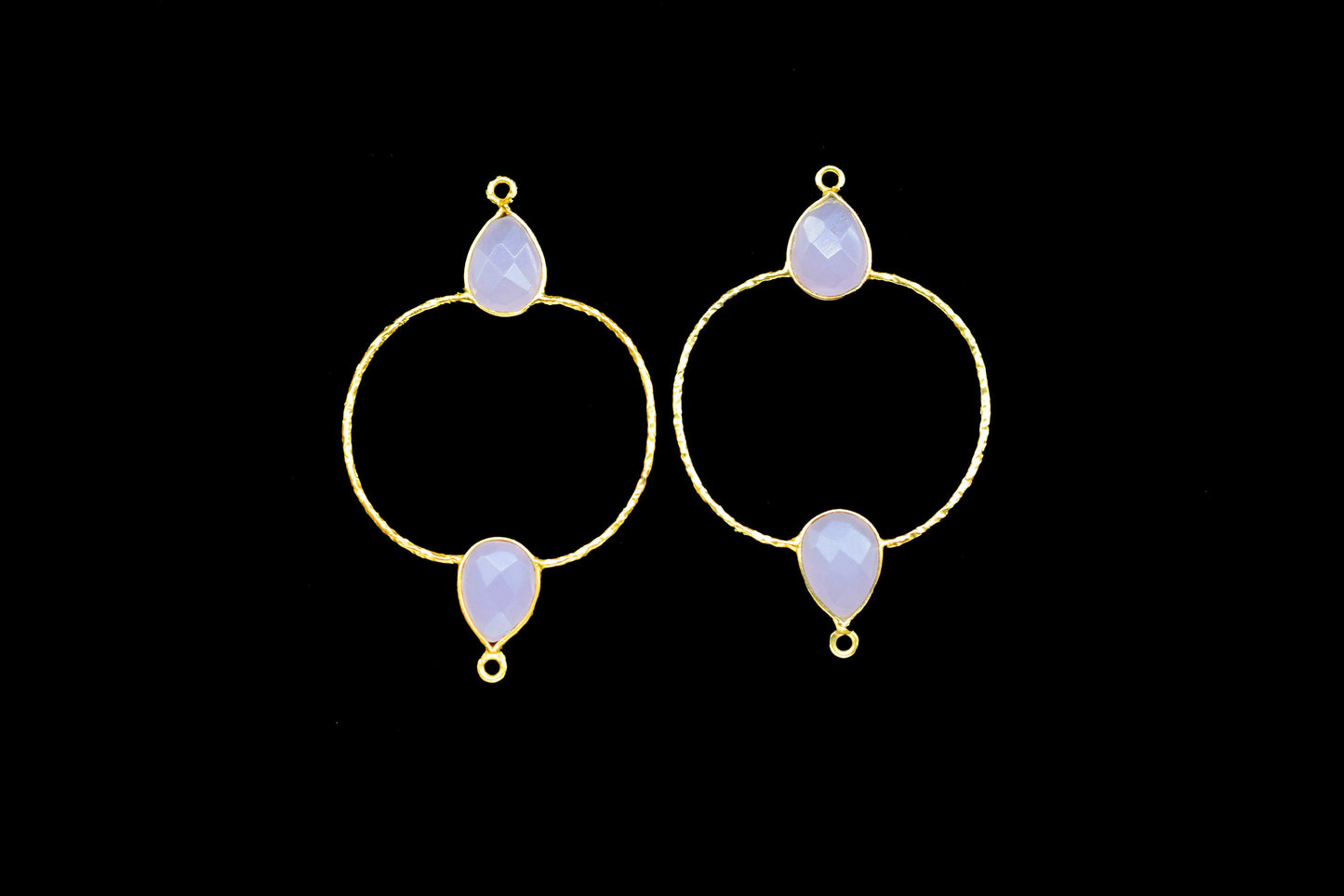 Rose Quartz Double Bail Bezel Connector,Gold Plated Earring Connector,Gemstone DIY Components,Rose Quartz Pear Shape Bezel Connector,Gifts