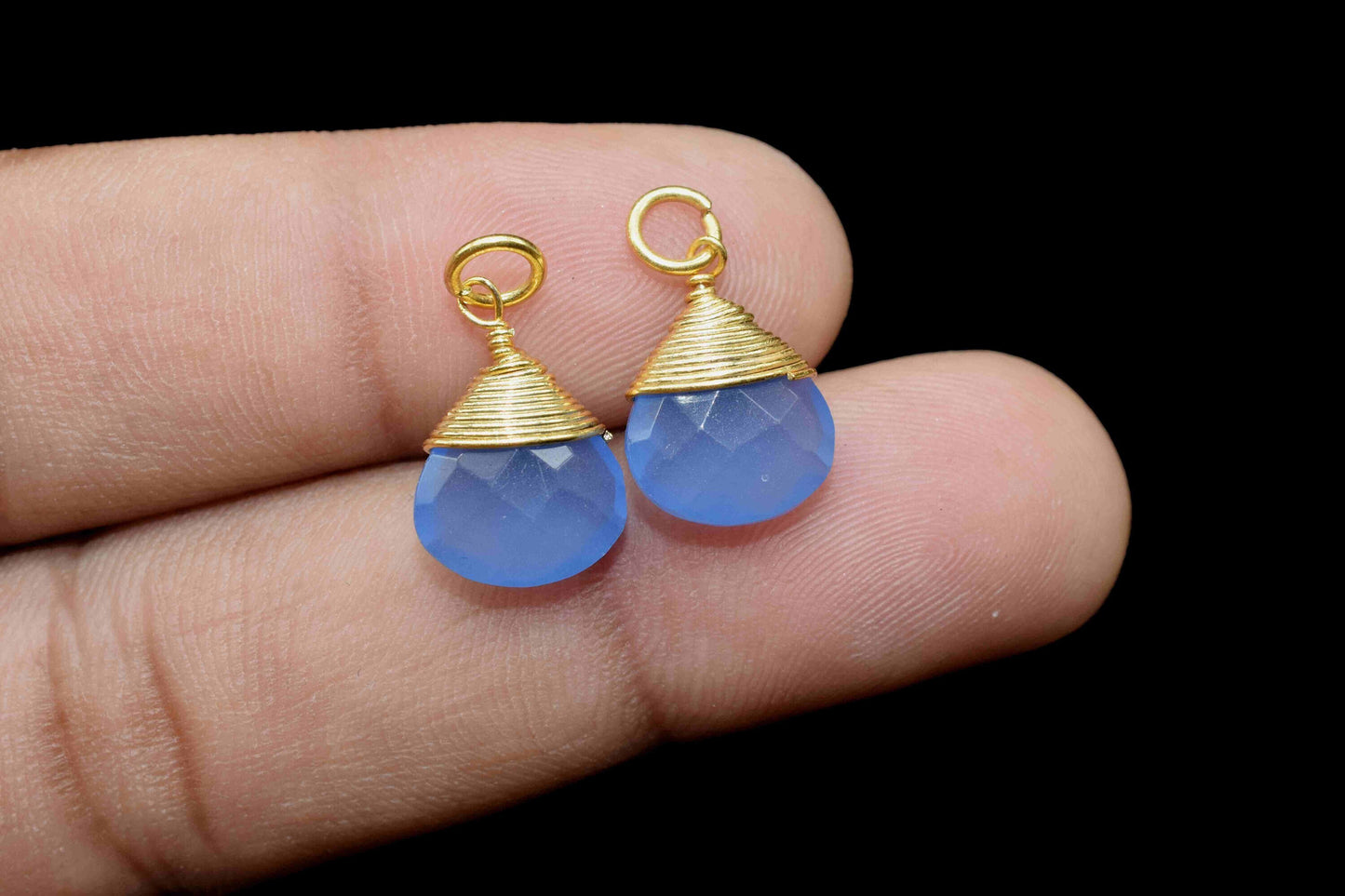 Blue Chalcedony Faceted Connector,Wire Wrapped Gemstone Pendant,loop Connector,Wire Wrapped Necklace,10mm Heart Shape Pendant,Heart Jewelry,