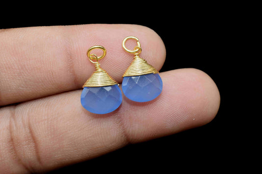 Blue Chalcedony Faceted Connector,Wire Wrapped Gemstone Pendant,loop Connector,Wire Wrapped Necklace,10mm Heart Shape Pendant,Heart Jewelry,