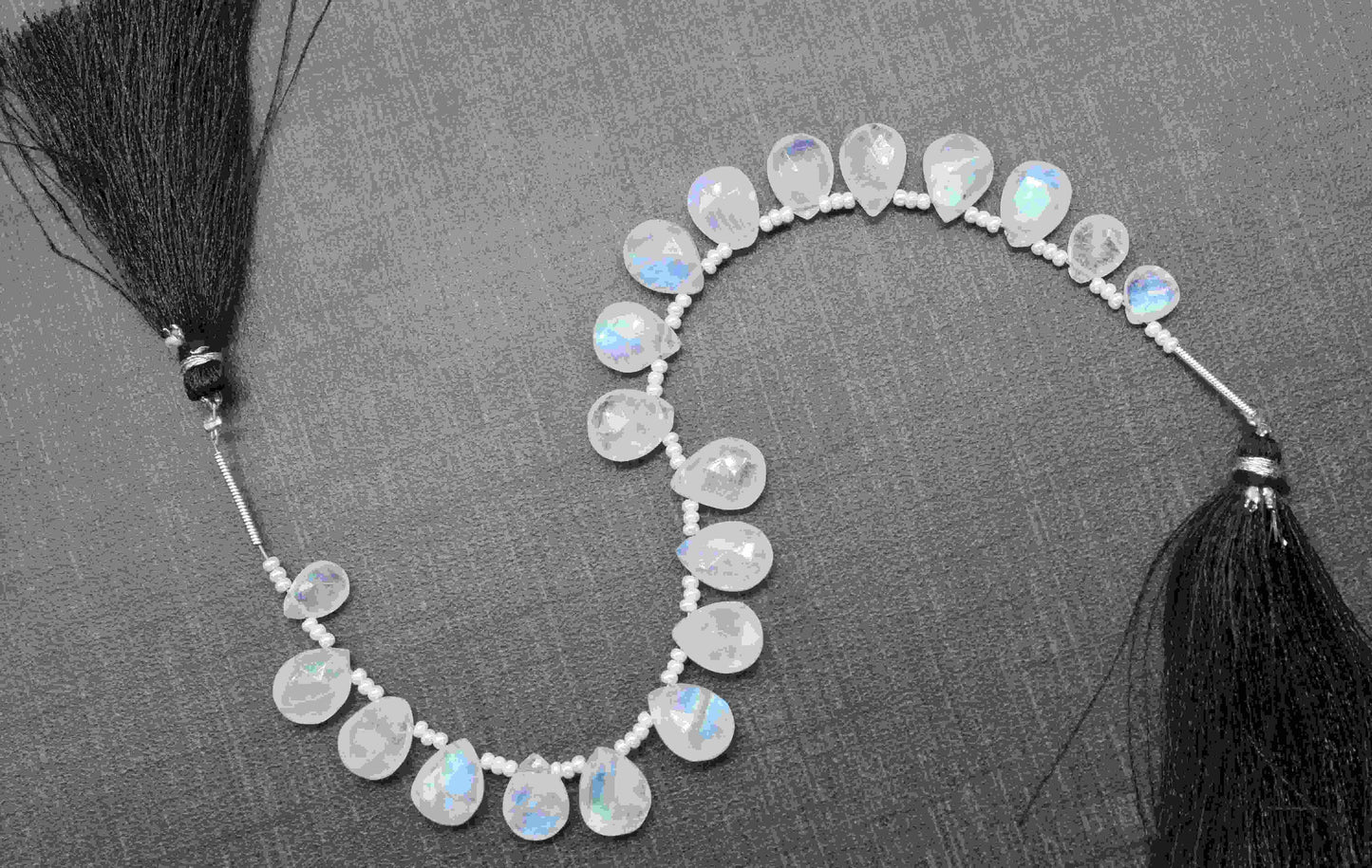 Rainbow Moonstone Beads Strands,Teardrop Shape Necklace,Moonstone Faceted Briolettes,Handmade Beads jewelry,Station Link,Fine Quality Beads