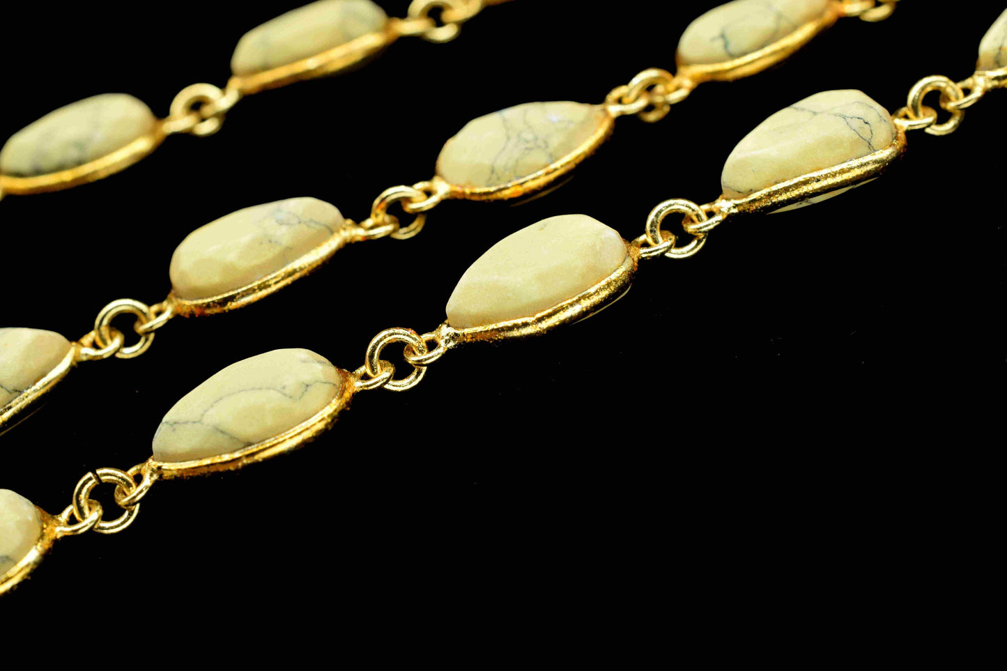 Yellow Howlite Gemstone 8x12mm Teardrop Shape Chain,Howlite Bead Handmade Station Connector,Yellow Howlite Gold Plating Connector Link Chain