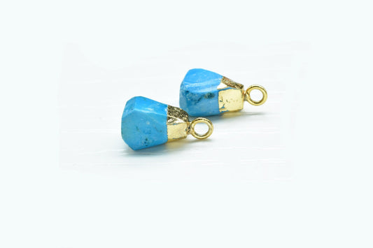 Blue Turquoise Raw Pendants,Turquoise Pendant Connector Jewelry Necklace,Rough Electroplated Chams,Loose Stone Pendant,Gemstone Pendant,gift