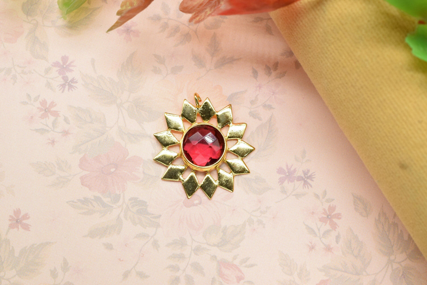 Handmade Findings Pendants,Flower Pendant Charms,Gemstone Beads Jewelry,Station Bezel Link,Craft Supplies,Star Charms Single Bail Connector