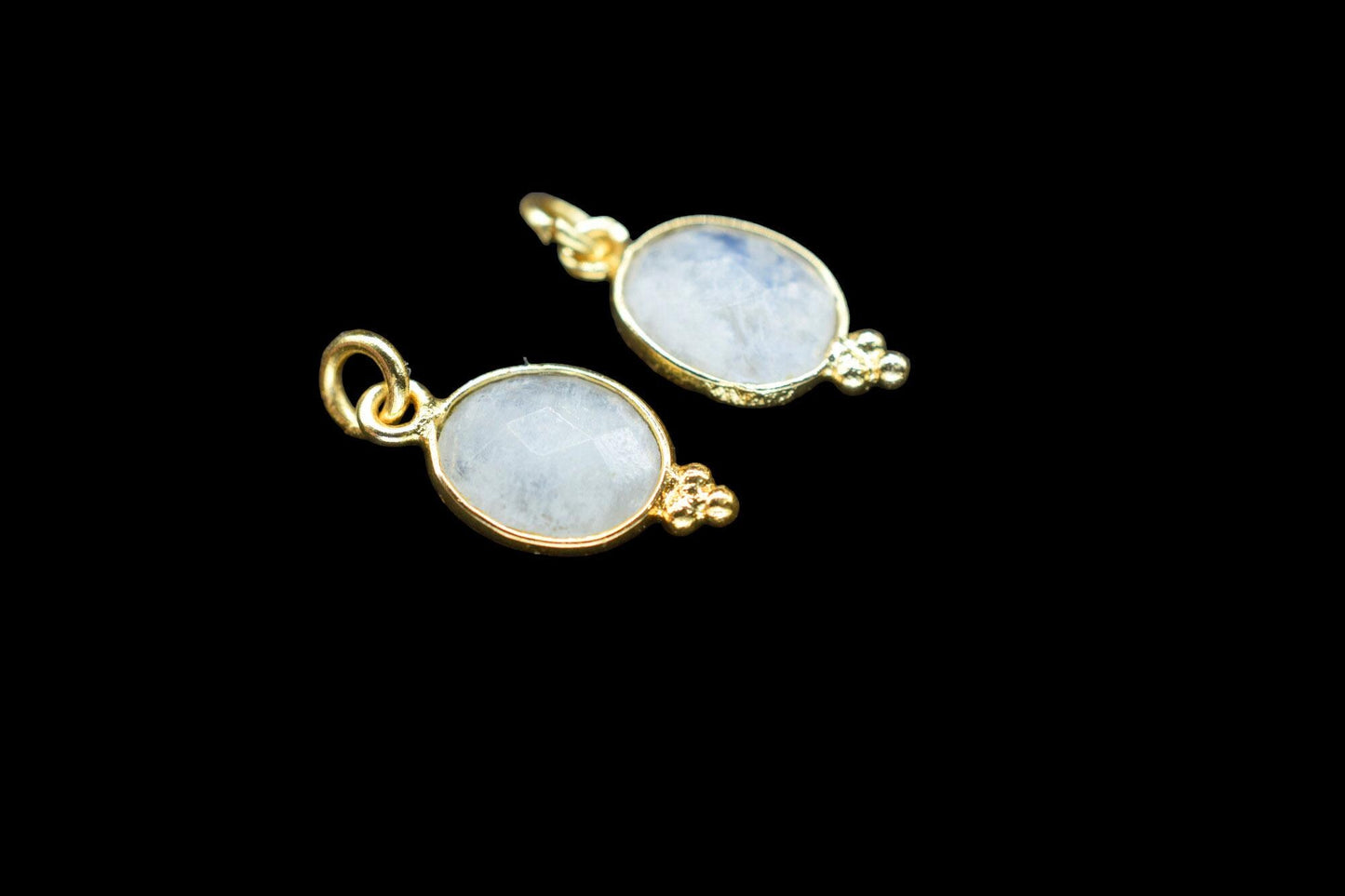 Moonstone 8x10mm oval Shape Pendant Jewelry/Moonstone Gold Plated Single Bail Connector jewelry/Moonstone Gemstone Teardrop Charms,Gift