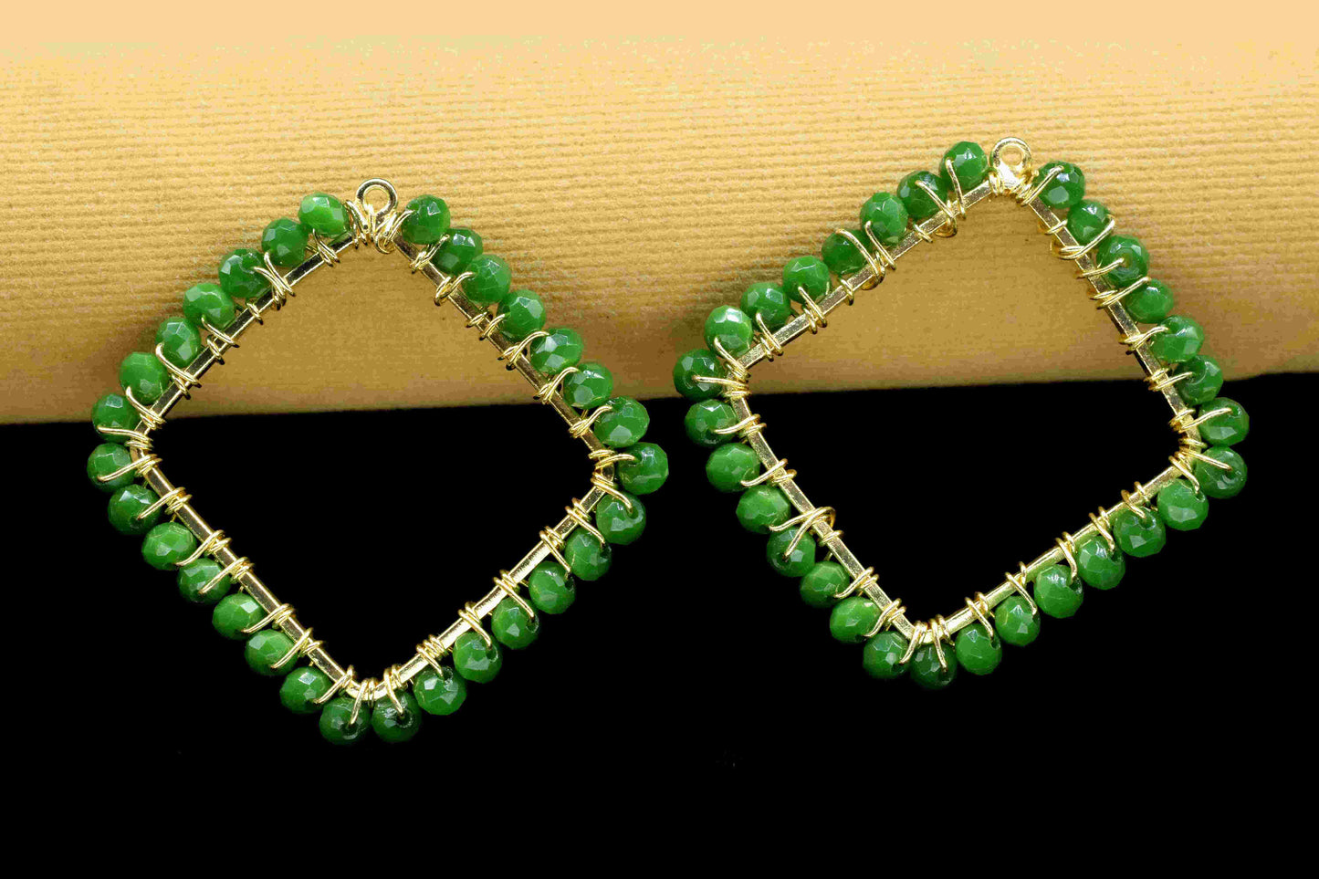 Emerald Quartz Wire Wrapped Dangle Connector,Gemstone Component,Handmade Earring,Finding Necklace Component Jewelry,Beaded Earring Connector