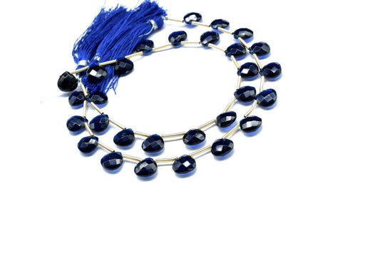 Blue Kaynite Faceted Heart Shape Briolettes, Blue Gemstone Heart Beads, Kaynite 9 Inch Strands,Jewelry Making Supplies,Kaynite Heart Jewelry