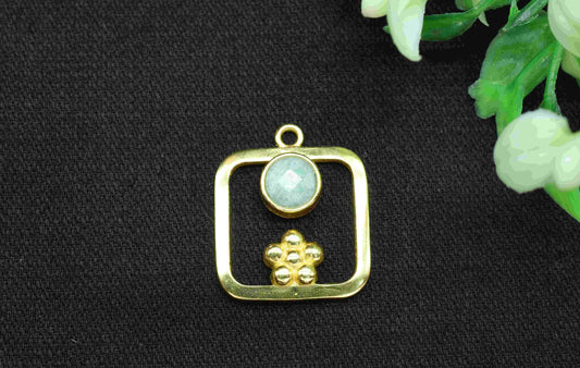 Amazonite Gemstone Component ,Amazonite Connector Pendant , Gold Plated Connectors , Pendant Jewelry , Earring Component , Women Jewelry