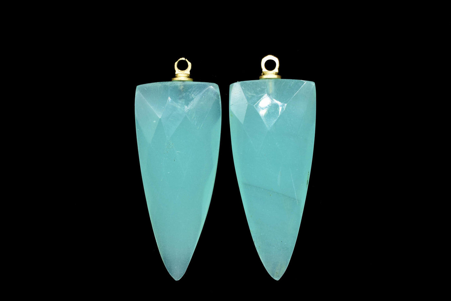 Aqua Quartz Single Bail Pendant,Drill Pendant,Craft Supplies Tools,Handmade Component Jewelry,Station Bezel Link,Long Triangle Bezel charm