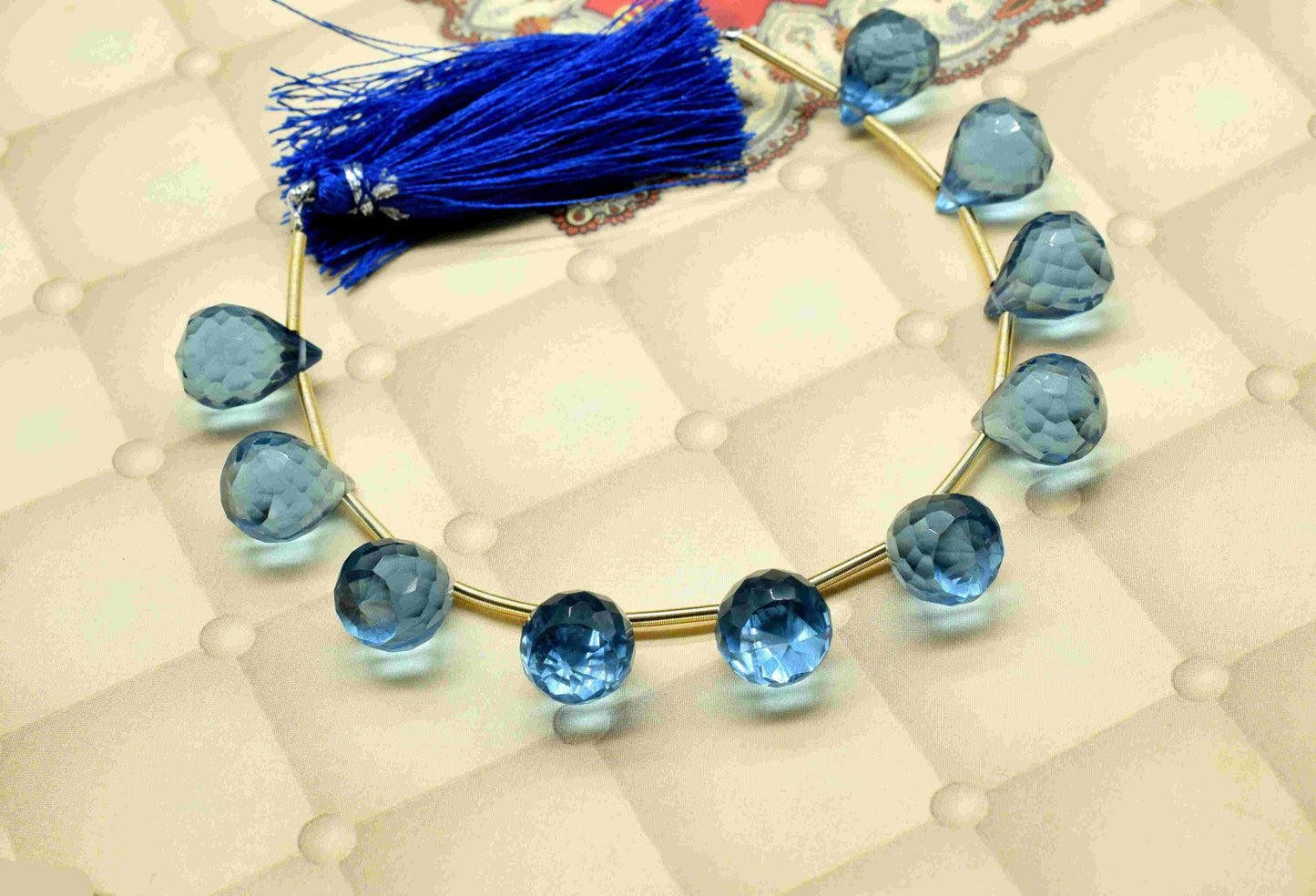 London Blue Topaz Teardrop Shape Briolette,10x14mm Drop Beads,AAA Quality Briolette,Topaz Briolette,Topaz Briolette Jewelry,Gemstone Bead