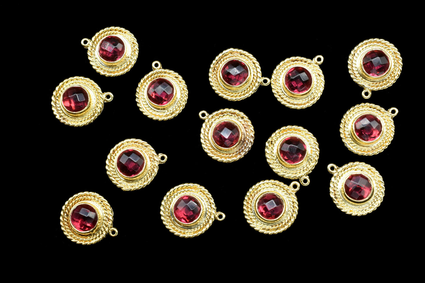 Gemstone Round Bezel Connectors,Handmade Component Pendant Beads Jewelry,Station Bezel Link,Craft Supplies,Single Bail Charms Pendants,Gift