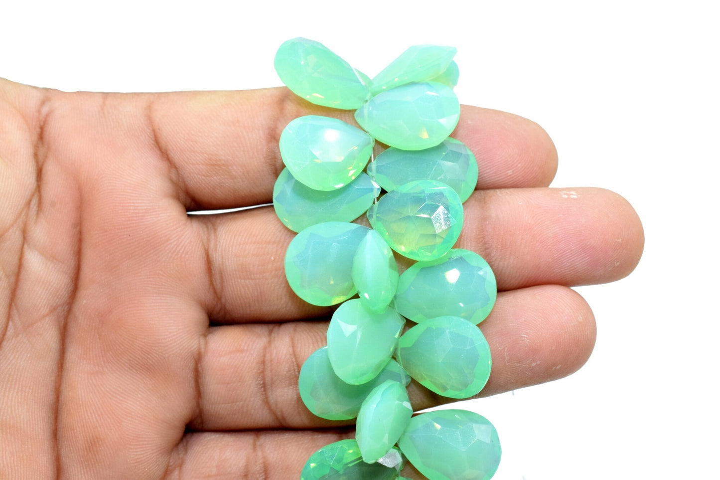 Chrysoprase Faceted Briolette 13x18mm Pear Shape,Briolette Gemstones, Chrysoprase Briolette,Chrysoprase beads,Chrysoprase pear beads,jewelry