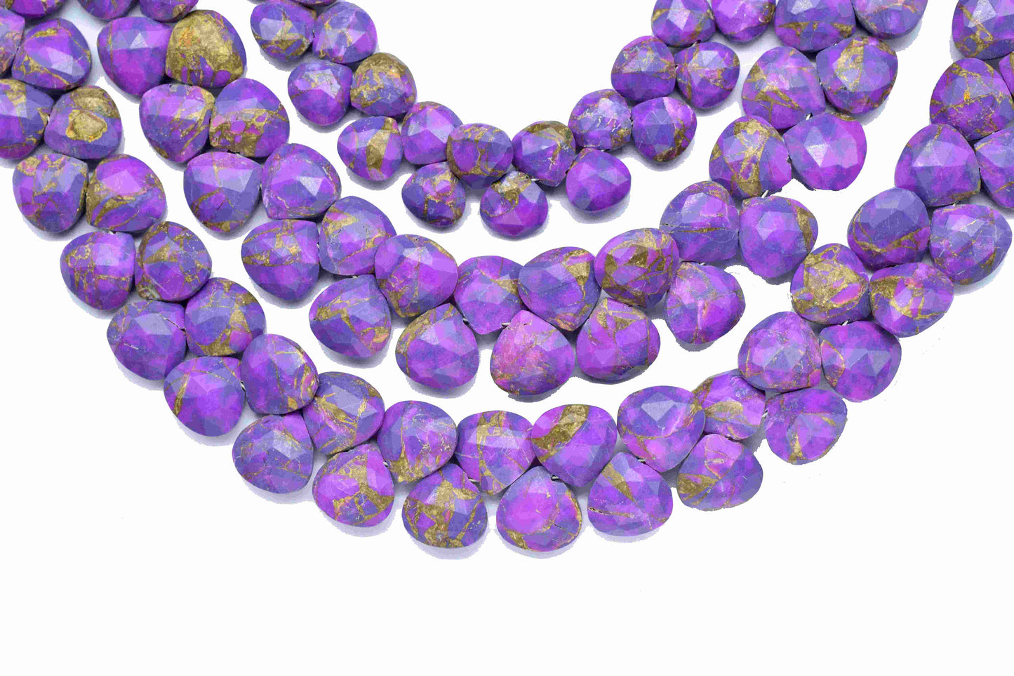 Purple Copper Turquoise Beads, 10mm Gemstone Faceted Heart Shape Briolettes,Gemstone Heart Beads,High Quality Gemstone Beads Jewelry Making