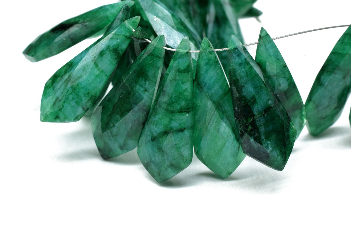 Emerald Faceted Pear Shape Briolettes,Emerald Long Pear Beads,12x27mm Fancy Briolettes,Gemstone Briolettes,Fancy Shape Briolettes,Emerald