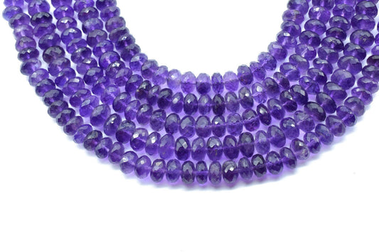 Faceted Amethyst Rondelle Bead,Amethyst Faceted Rondelle Shape Bead,Amethyst Bead,Amethyst Beads Size Approx 7.5mm To 8.5mm,Amethyst