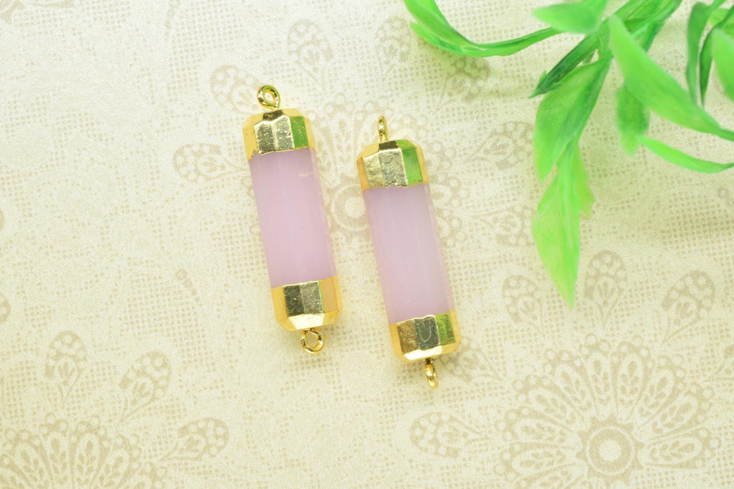 Rose Chalcedony Point Pendants,Handmade Pencil Charms,Gemstone Jewelry Making Supply,Double Bail Pointed Connectors,7x25mm Faceted Jewelry