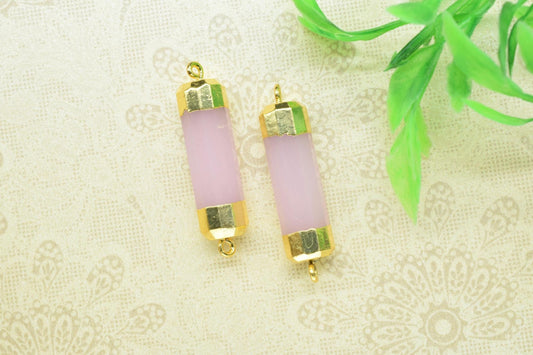 Rose Chalcedony Point Pendants,Handmade Pencil Charms,Gemstone Jewelry Making Supply,Double Bail Pointed Connectors,7x25mm Faceted Jewelry