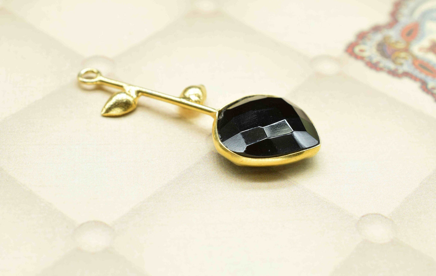 Black Onyx  Single Bail Pendant , Black Onyx Charms ,Heart Shape Charms , Genuine Gemstone Charms , Gemstone Connectors , Summer Collection