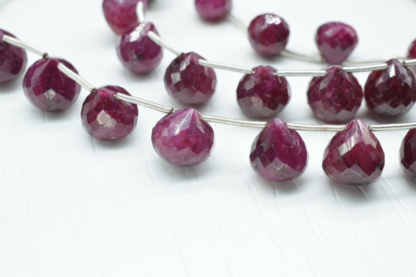 Ruby Drops Shape Briolettes,Ruby Side drilled Briolette,Ruby Jewelry making supplies,craft supplies,Ruby Briolette strand,Ruby beads