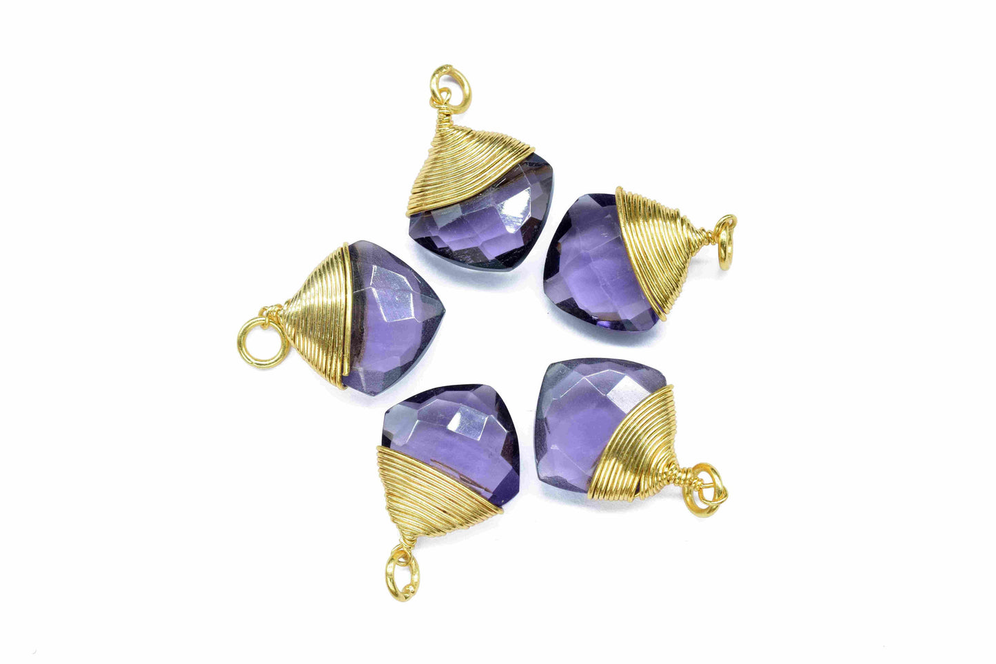 Amethyst Wire Wrapped Connectors,Purple Gemstone Pendant,loop Connector,Wire Wrapped Necklace,12mm Square Shape Pendant,Amethyst jewelry,