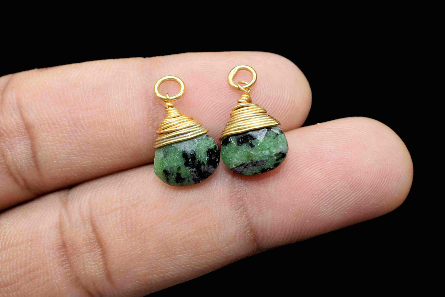 Natural Ruby Zoisite Heart Shape Faceted Connector,Wire Wrapped Gemstone Pendant,Single loop Connector,Wire Wrapped Necklace,Zoisite jewelry