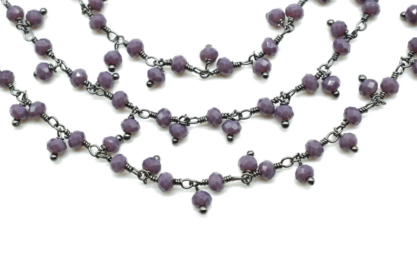 Purple Chalcedony Cluster Rosary Chain,Handmade Jewelry Making Wire Wrapped Beaded Chain By Foot, Necklace, Chalcedony CLUSTER Rosary chain
