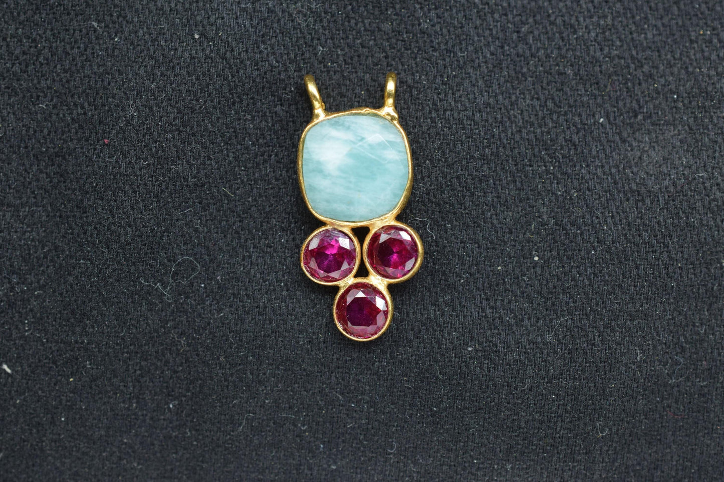 Natural Amazonite 8mm Cushion shape Bezel charms,Amazonite Pendant,Gemstone connector,Amazonite Jewelry,Cubic zirconia Bezel charm,p001
