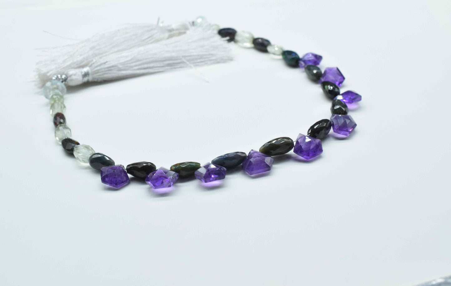 Multi Stone Beads Strands,Diamond Shape Necklace,Natural Stone Faceted Briolettes,Handmade Beads jewelry,Station Link,Tube Shape Beads Gift