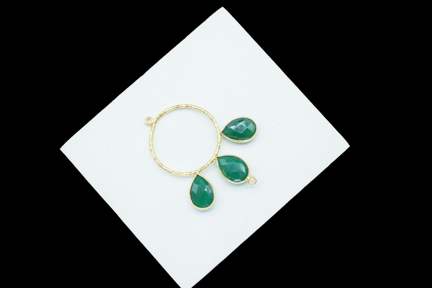 Green Onyx Jewelry/Brass Connector Jewellery/Gold Plated Pendant/Handmade Jewellery/Double Bail Pendant/Sky Topaz Connector Jewelry/Gift