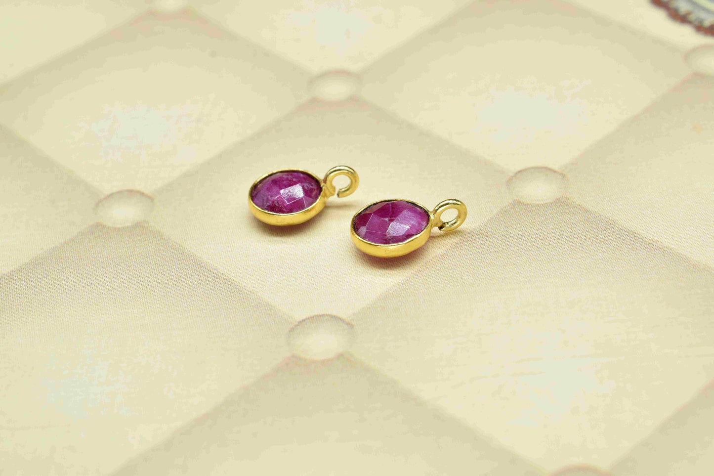 Natural Ruby 6mm Round Connector,Earring connectors Studs,Bezel Rim Earring Connector,Handmade Bezel Pendant Jewelry,Jewelry Craft Supplies