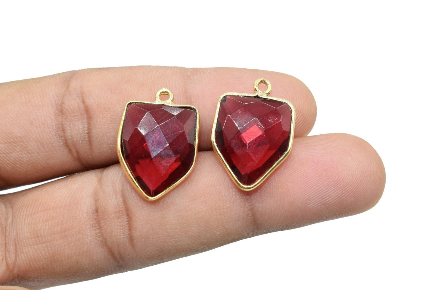 Pink Tourmaline 13x17mm Bezel charm,Pink Tourmaline fancy pendant,Tourmaline Gold Plated bezel,Faceted Charms Connector Jewelry Making Piece