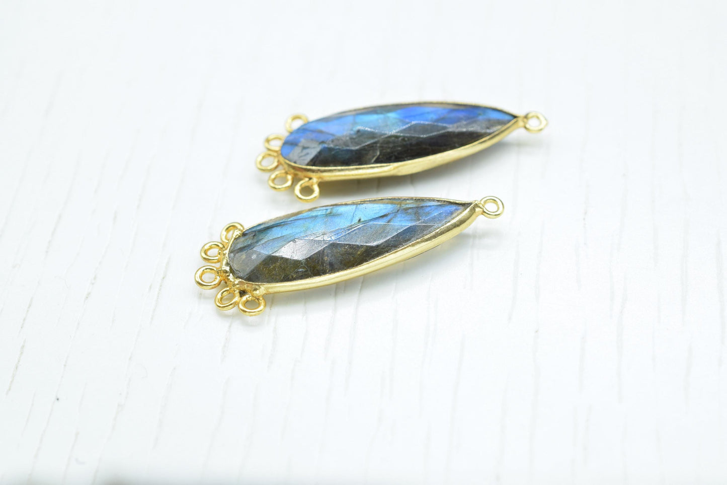 Labradorite 10x30mm Teardrop Bezel Charm/Charms Connector/Handmade Jewellery Connectors/Gemstone Brass Component/Women Jewelry/Gift
