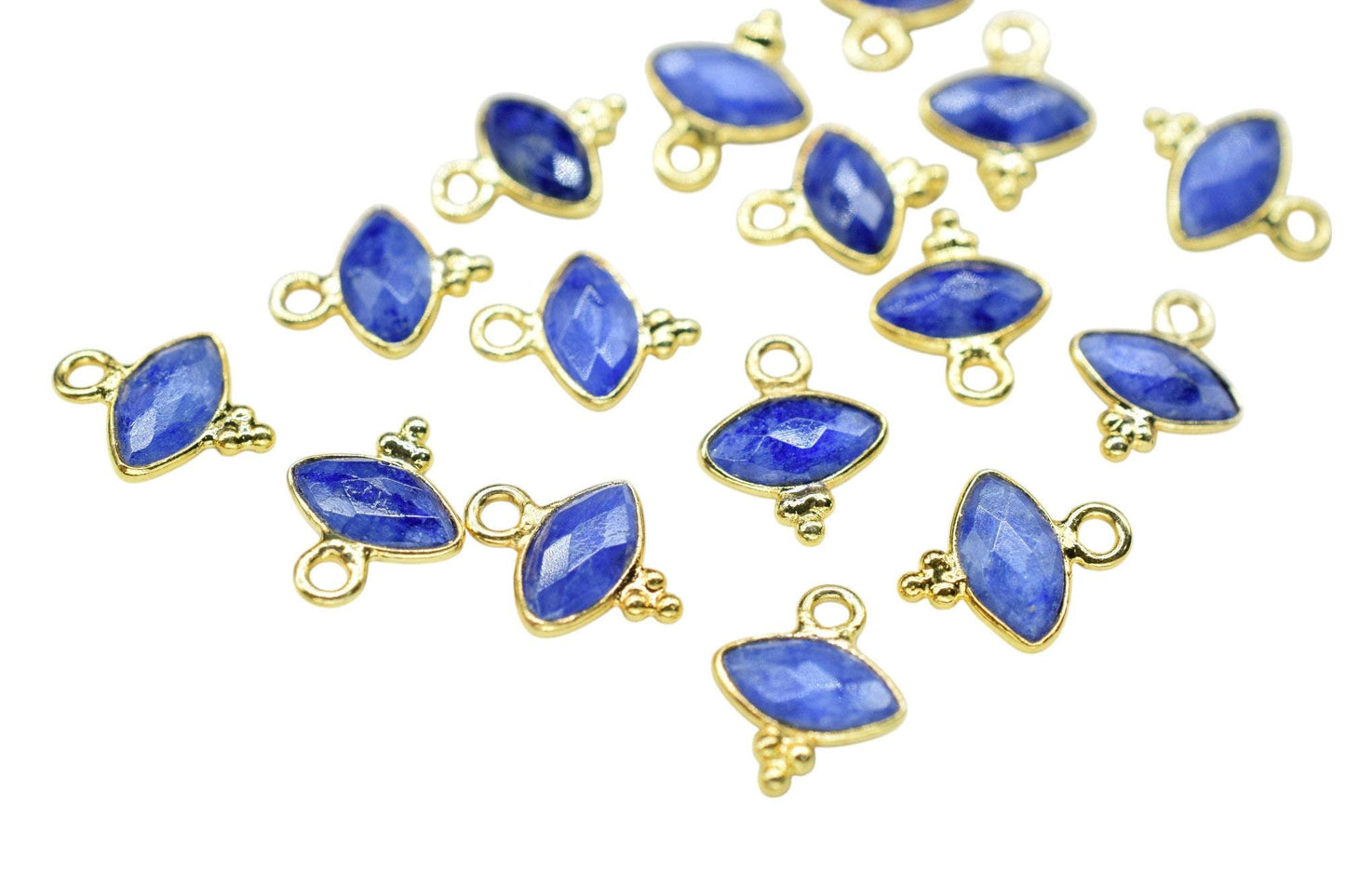 Gemstone Blue Sapphire Charms Pendant/Marquise Shape Pendant/Handmade Pendant/Tiny Pendant/Necklace Connector jewelry/Women Jewelry/Gift