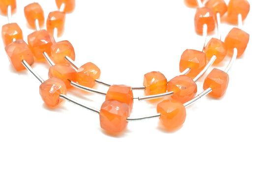Carnelian 6mm Cube Box Beads,Yellow Chalceondy Faceted Box Briolettes,Carnelian Briolettes,Jewelry Making Beads,Carnelian 6 Inch Strands