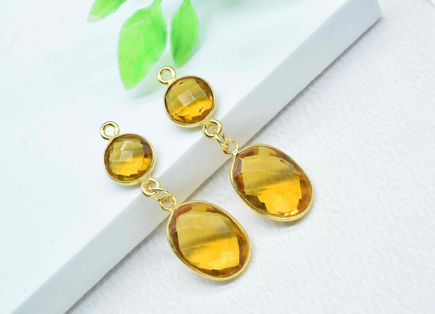 Citrine Quartz Dangle pendant Charm,Handmade jewelry,Necklace Connector,Component pendant,Station Link,Multi Gemstone Dangle Earring Gift
