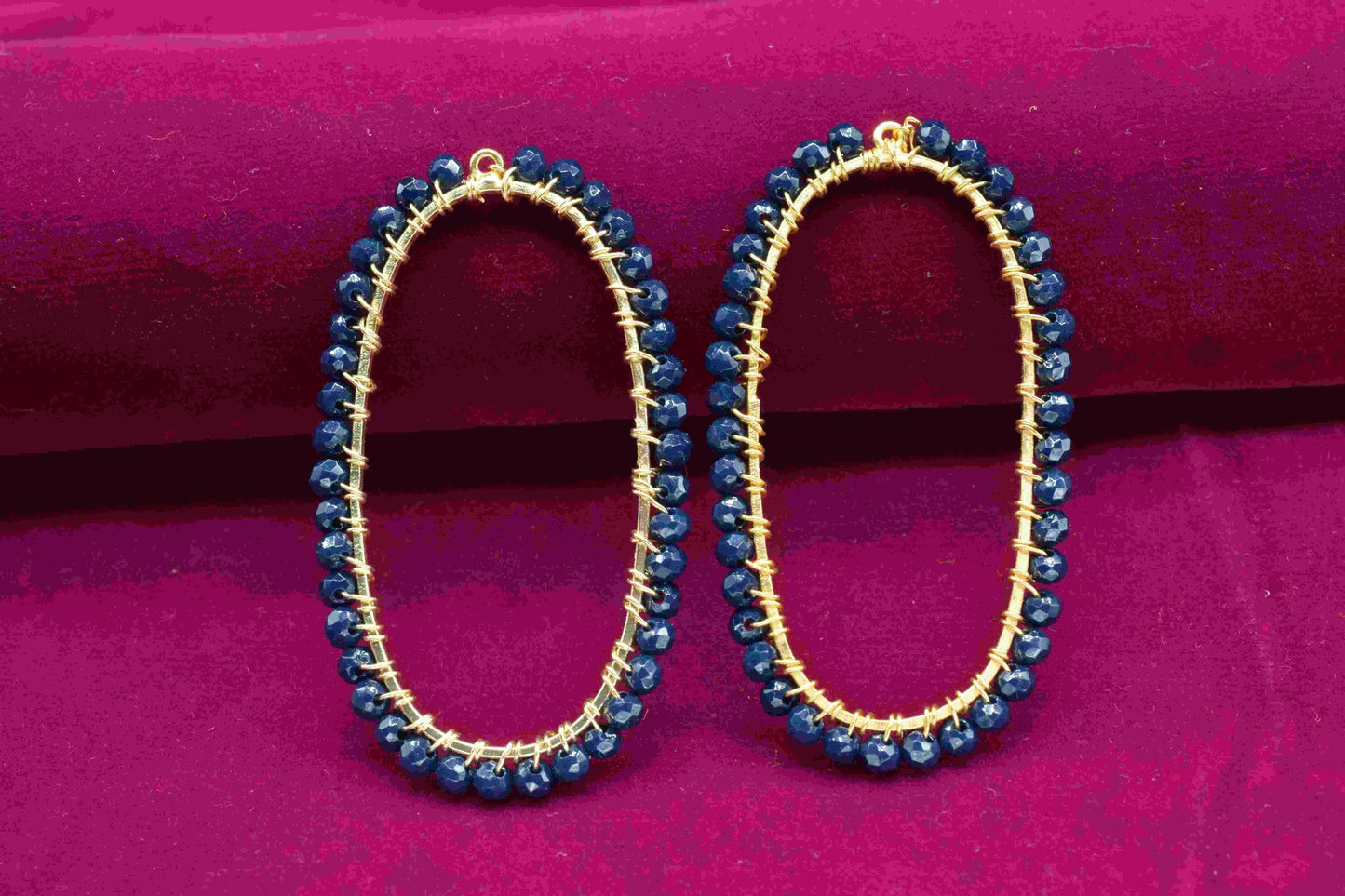 Blue Agate beads Finding Connector, Oval Pendant Component, Handmade Connector, Finding Necklace,Beaded Finding Component,Blue Agate jewelry