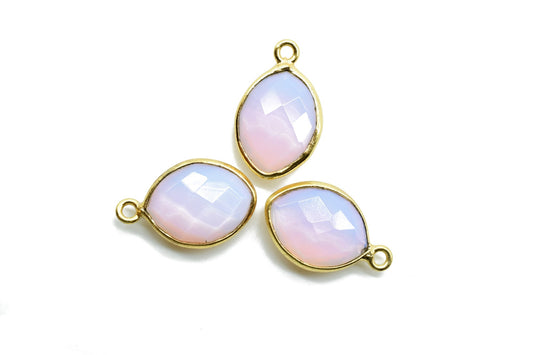 Pink Opal 10x13mm eye shape single bail connectors,Pink Opal pendant,Pink opal Gold Plated bezel,Hot Selling Pink Opal Single loop Connector