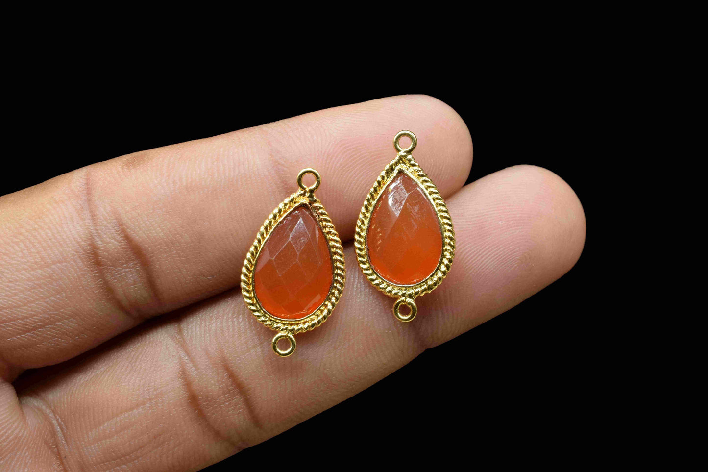Natural Carnelian Gemstone 9x13mm Teardrop Shape Charms,Carnelian Double Bail Connector Jewelry,Pear Shape Pendant,Gemstone Bezels Charms