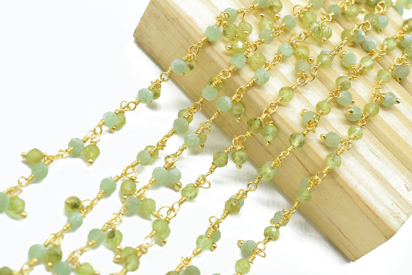 Natural Peridot Cluster Rosary Chain,Wire Wrapped Necklace Chain,Peridot 3mm Dangling Chain,Gemstone Rosary Chain,Handmade Jewelry Carft