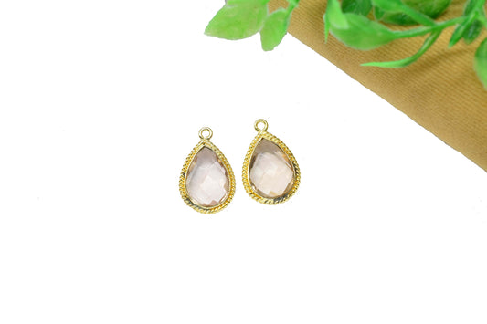 Morganite Gemstone Faceted 10x14mm Teardrop Shape Charms Pendant,Morganite Single Bail Pendant Jewelry,Morganite Gold Plated bezel Jewelry