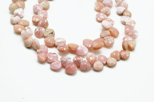 Pink opal heart Shape Briolettes,8mm pink opal heart shape strand,pink opal faceted Briolette,AAA Quality heart shape,Natural Pink Opal bead