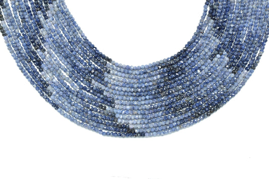 AAA+ Blue Sapphire 2mm Micro Faceted Beads,Gemstone Beads Strand,Blue Sapphire Shaded Beads,Rondelle faceted beads,Sapphire Strand Jewelry