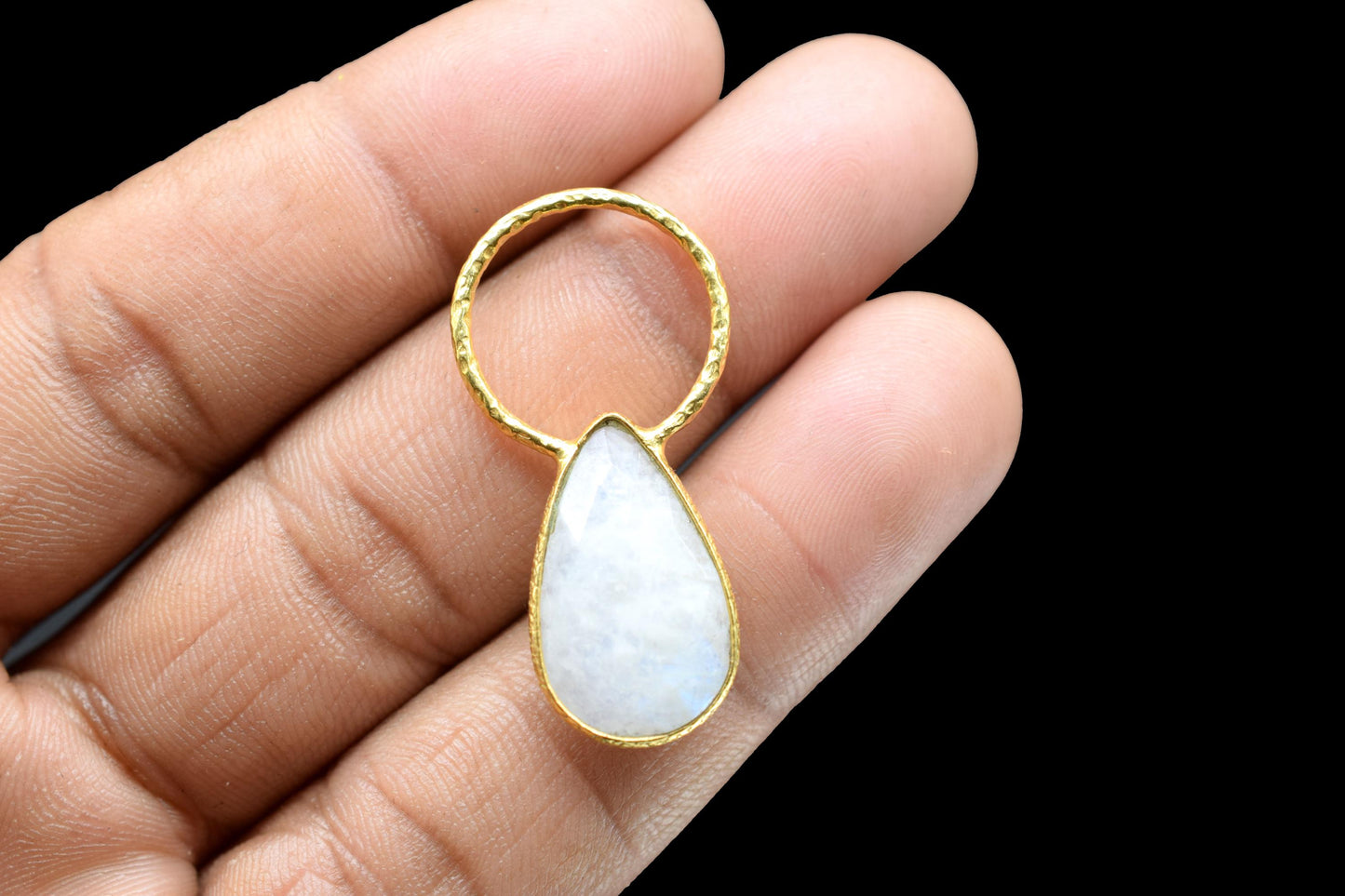 Moonstone Jewelry Pendant/Moonstone Charms Pendant/Gold Plated Jewelry/Brass Connector Charms/Handmade Jewelry/Women Jewelry/B'day Gift