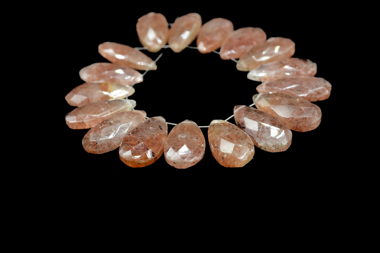 Natural sunstone 10x18mm Faceted Pear Shape Briolettes,Pear Shape Beads,sunstone Quartz Beads,Jewelry Making Supplie,Gemstone Pear Beads