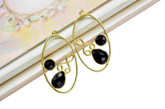 Natural Black Onyx 7x10mm Teardrop Gemstone,Finding Oval Shape Connector,Gemstone Component Earring,Finding Necklace Component Jewelry, Gift
