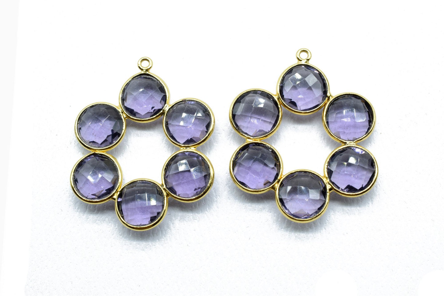 Amethyst Round Attached Bezel Pendant,Attached Bezel Earring,Amethyst Necklace Pendant,Amethyst Earring,Charm Pendant,DIY Jewelry Making